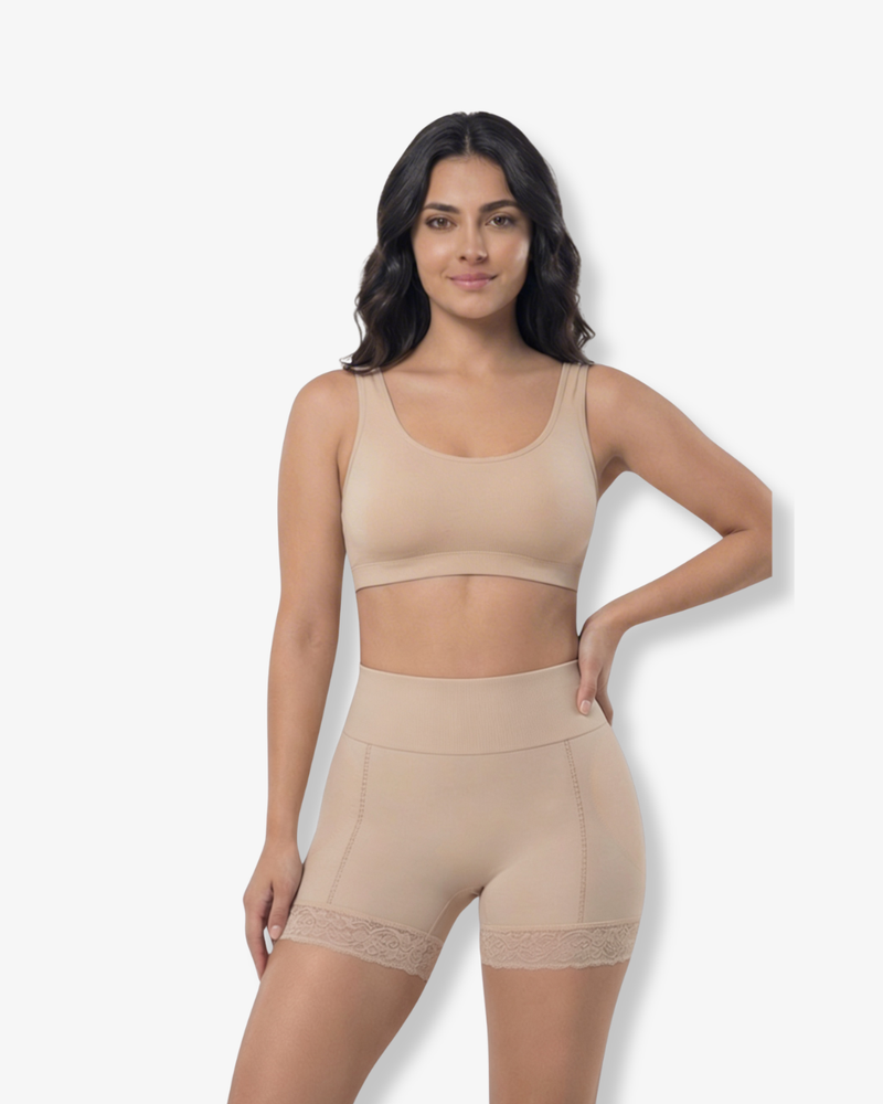 مشد شورت مع حشوات للأرداف والمؤخرة خصر متوسط بضغط عالي