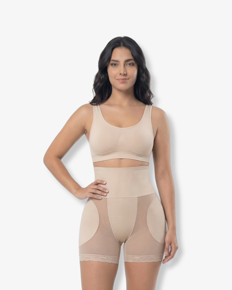 مشد شورت مع حشوات للأرداف والمؤخرة خصر عالي بضغط عالي