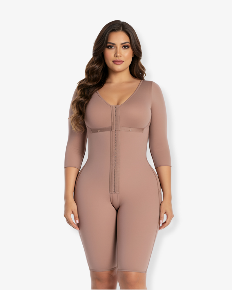 مشد كامل الجسم بأكمام مع تغطية الصدر